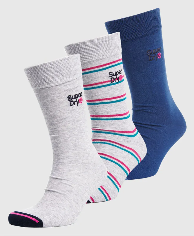 Superdry Organic Cotton City Sock Triple Pack Grey Marl