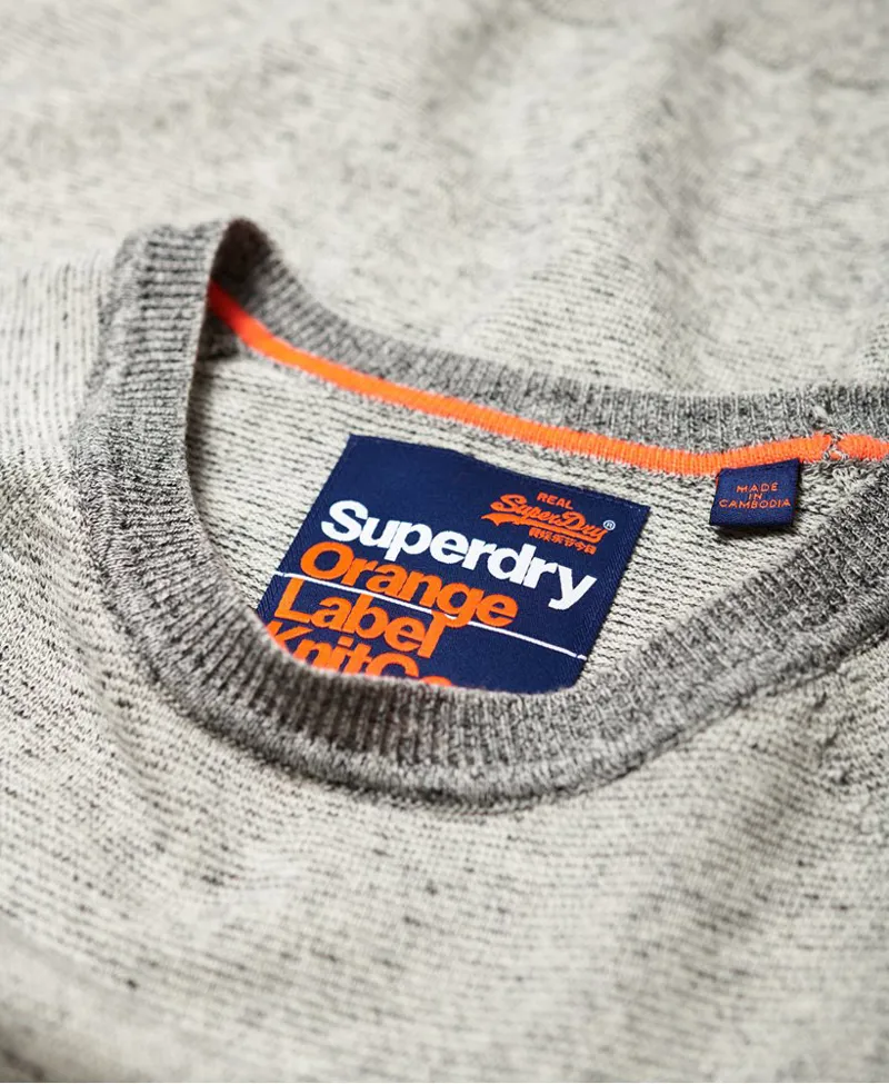 Superdry M6100025A X6E Orange Label Cotton Crew Jumper Shale