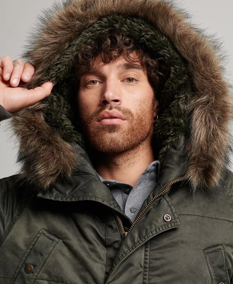 Superdy Vintage Chinook Parka Coat Dark Khaki