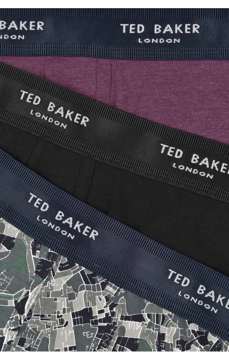Ted Baker 3 Pack Fitted Trunks Wd/Blk/Duff SMALL ONLY-2