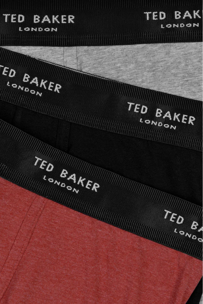 Ted Baker 3 Pack Fitted Trunks Hg/Blk/Burg SMALL ONLY -2