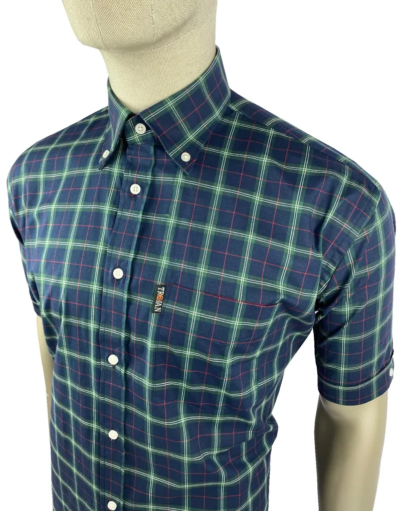 Trojan Tartan Check S/S Shirt Navy-1