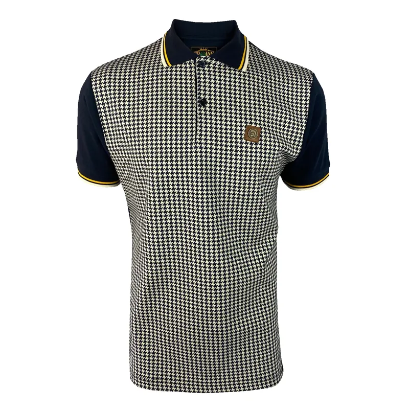 Trojan Jacquard Dogtooth Polo T-shirt Navy