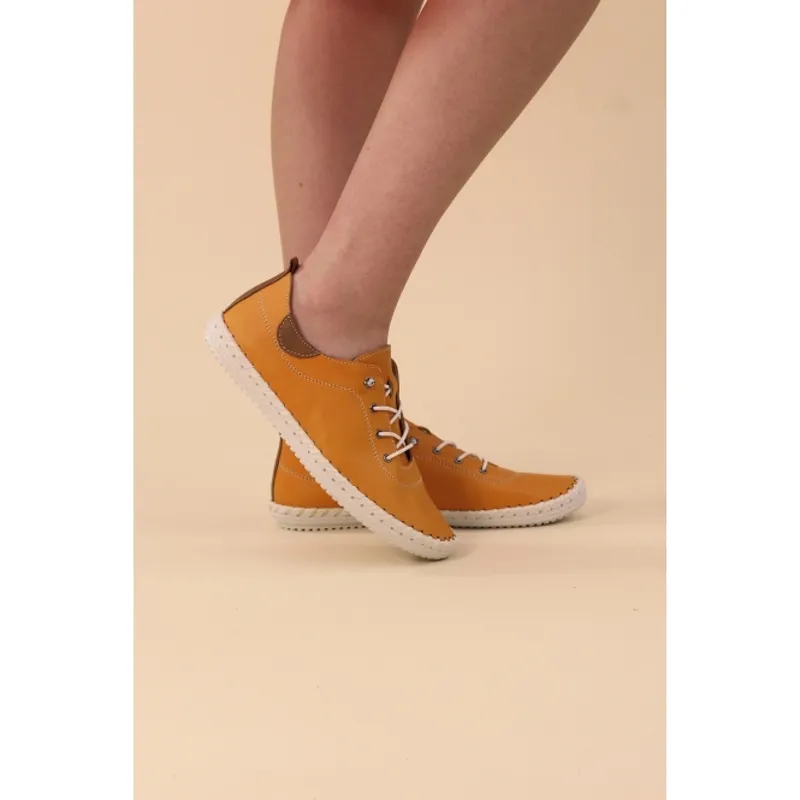 Lunar St Ives leather pump plimsoll Tangerine-1