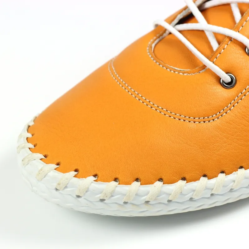 Lunar St Ives leather pump plimsoll Tangerine-2