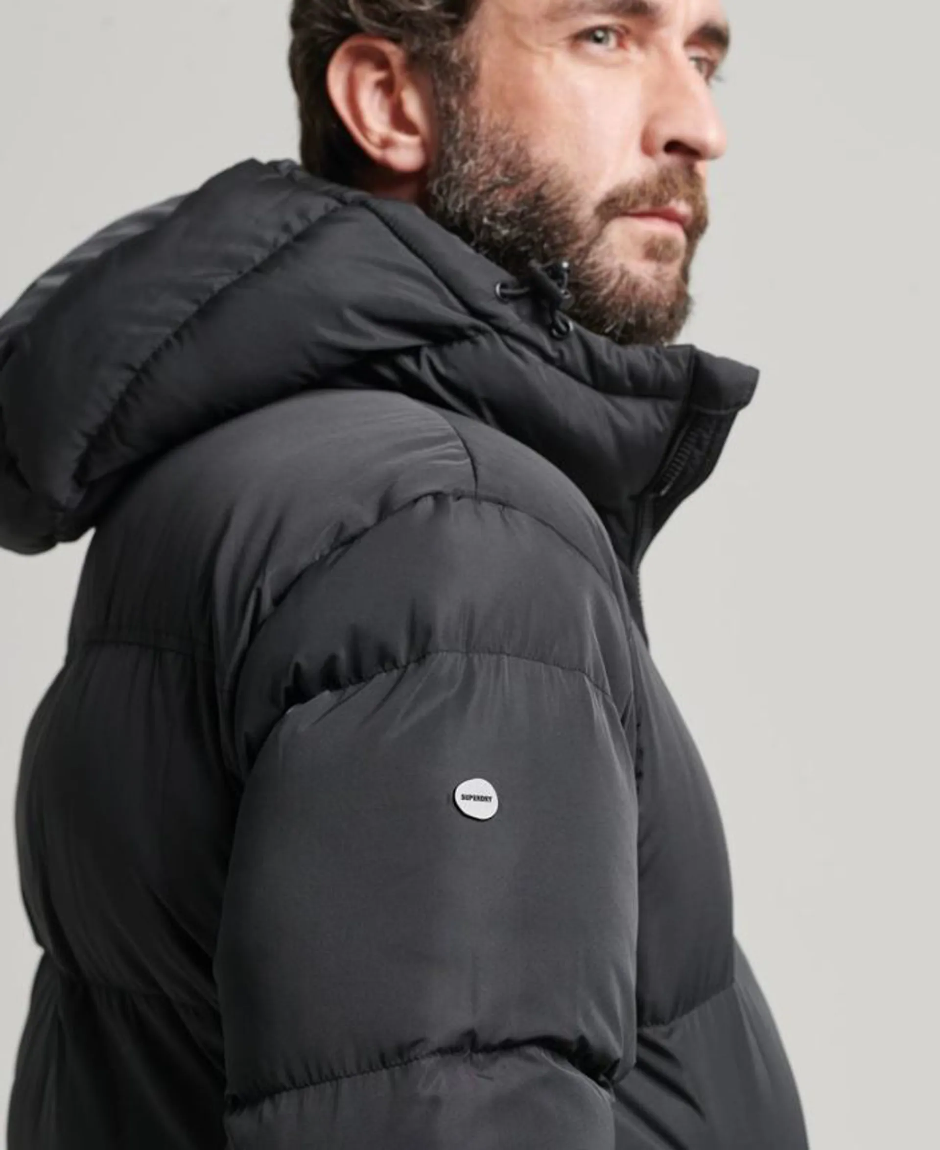 Longline duvet jacket with hood online
