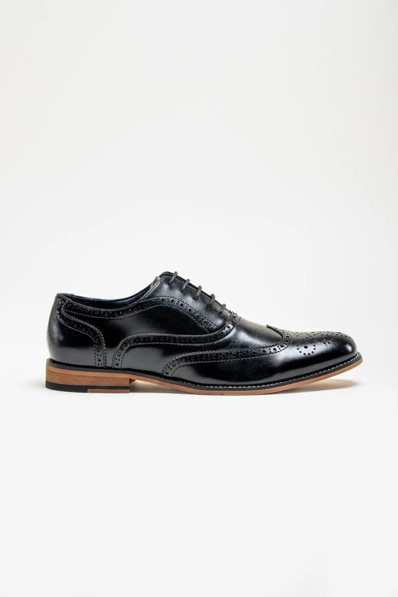 Cavani Leather Brogue Black SIZE 7 ONLY LAST PAIR-1
