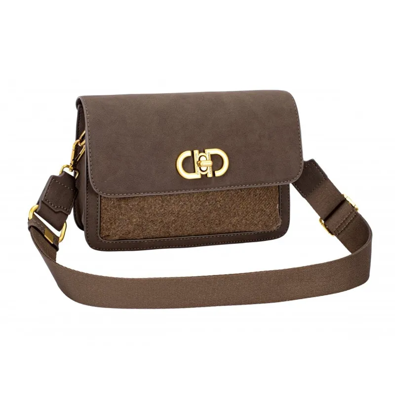 David Jones tweed detail bag Chocolate