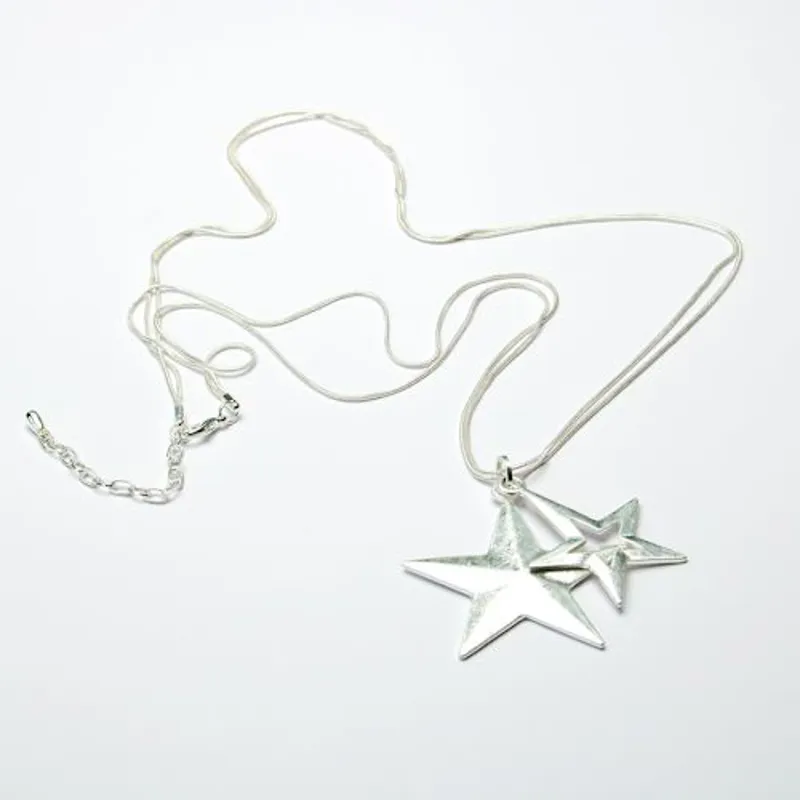 Eliza Gracious double star necklace Silver