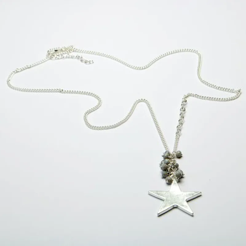 Eliza Gracious star and grey beads necklace Silver