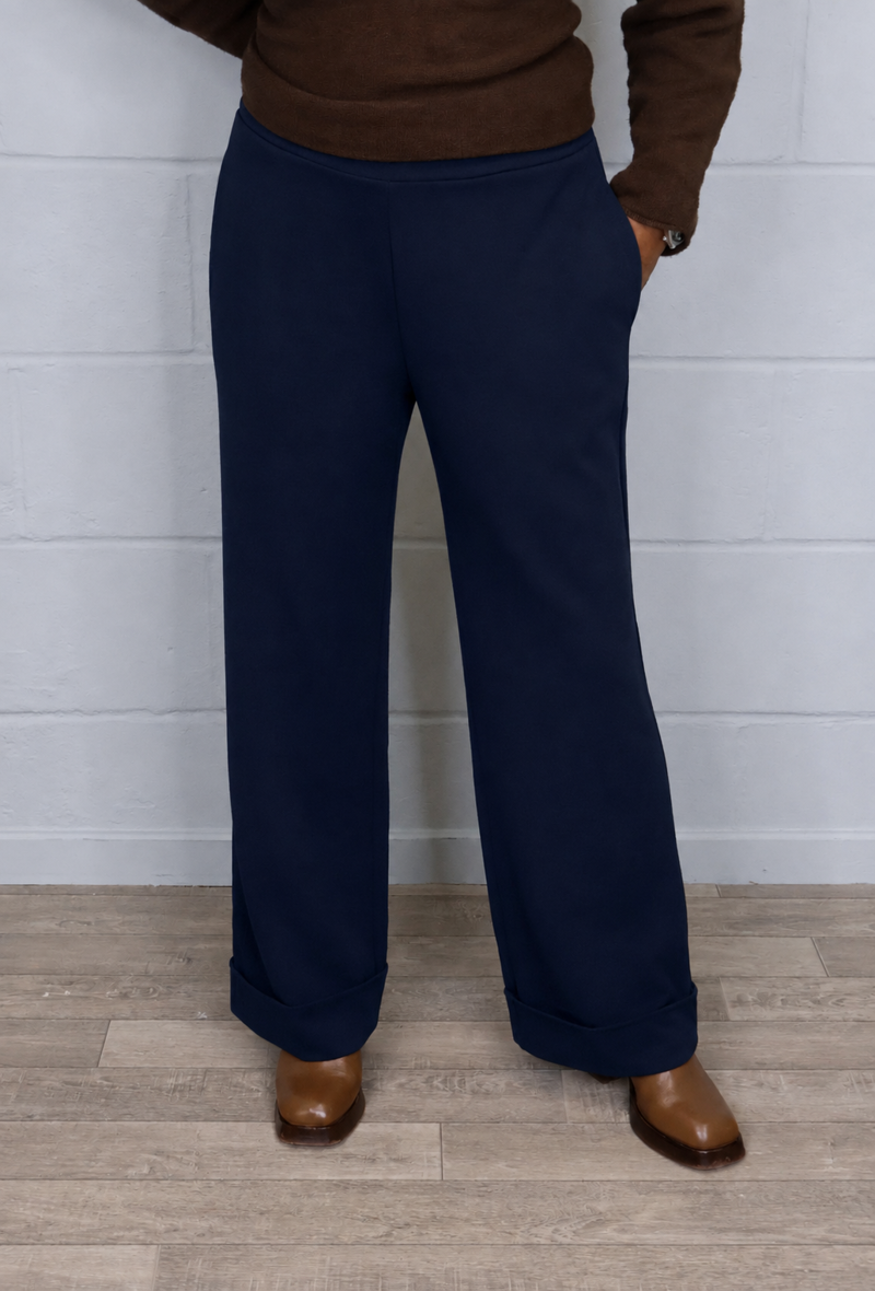 Goose Island wide leg turn up trousers Navy