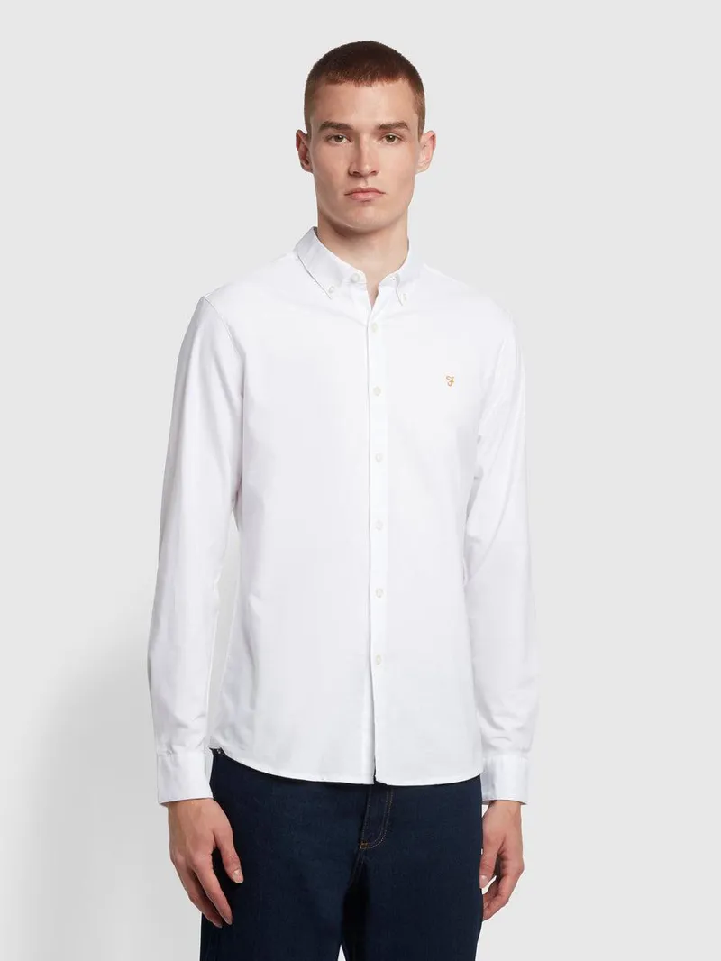 Farah Brewer Slim Fit Shirt White LARGE ONLY LAST ONE-2