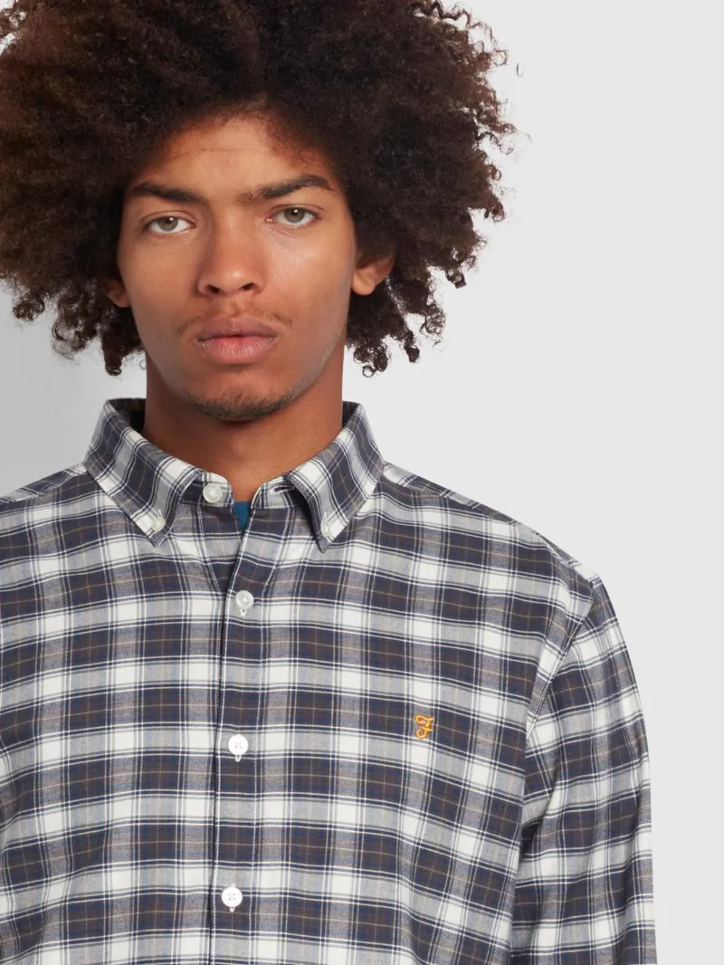 Farah Fraser Check Shirt Cream/Navy/Green 