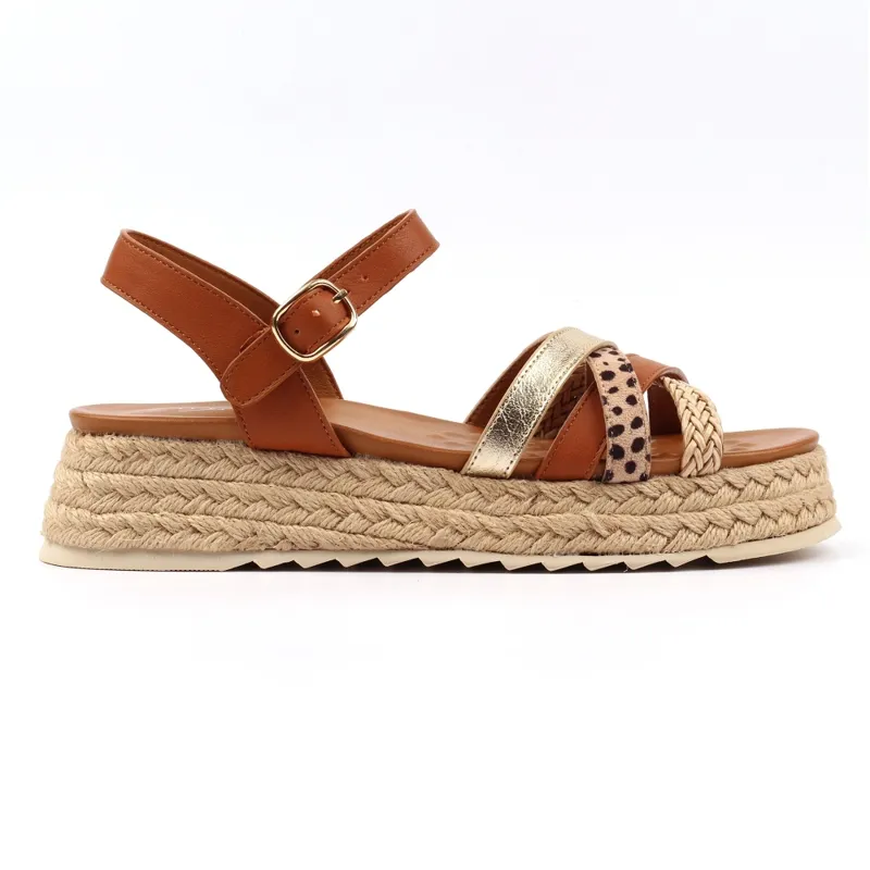 Lunar Flick and spot platform sandal Tan