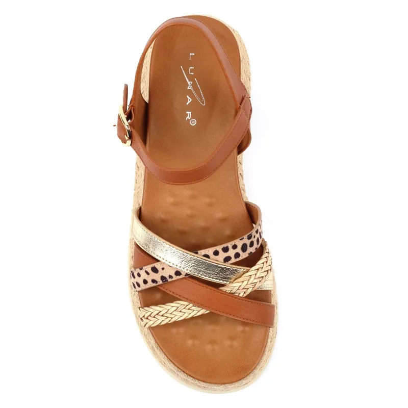 Lunar Flick and spot platform sandal Tan-3