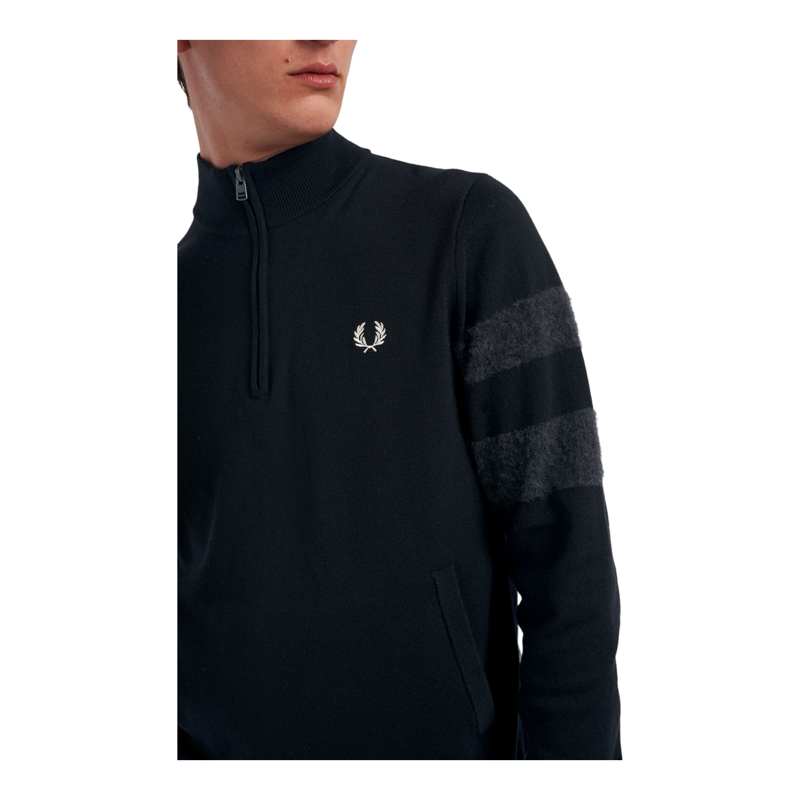 Fred Perry Tipped Half Zip Jumper Black/Grey-4