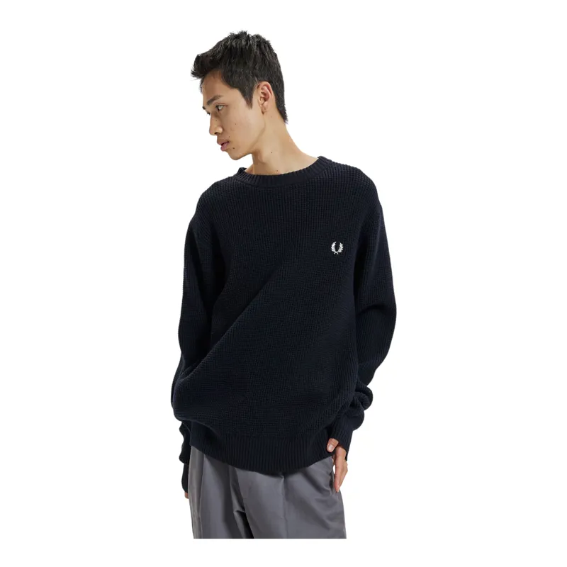 Fred Perry Textured Lambswool Jumper Navy-1