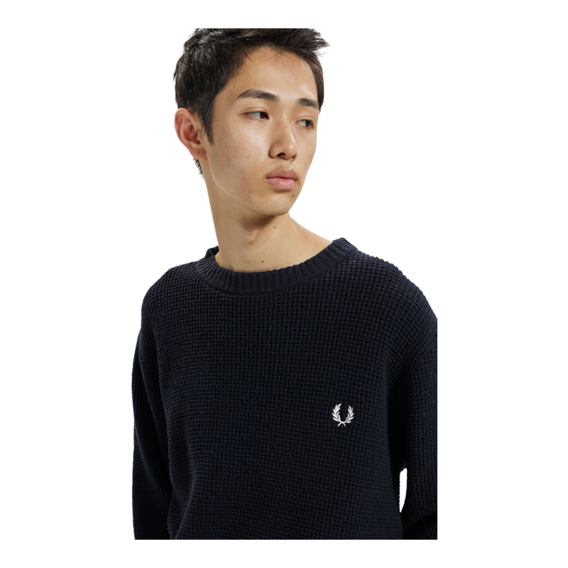 Fred Perry Textured Lambswool Jumper Navy-3