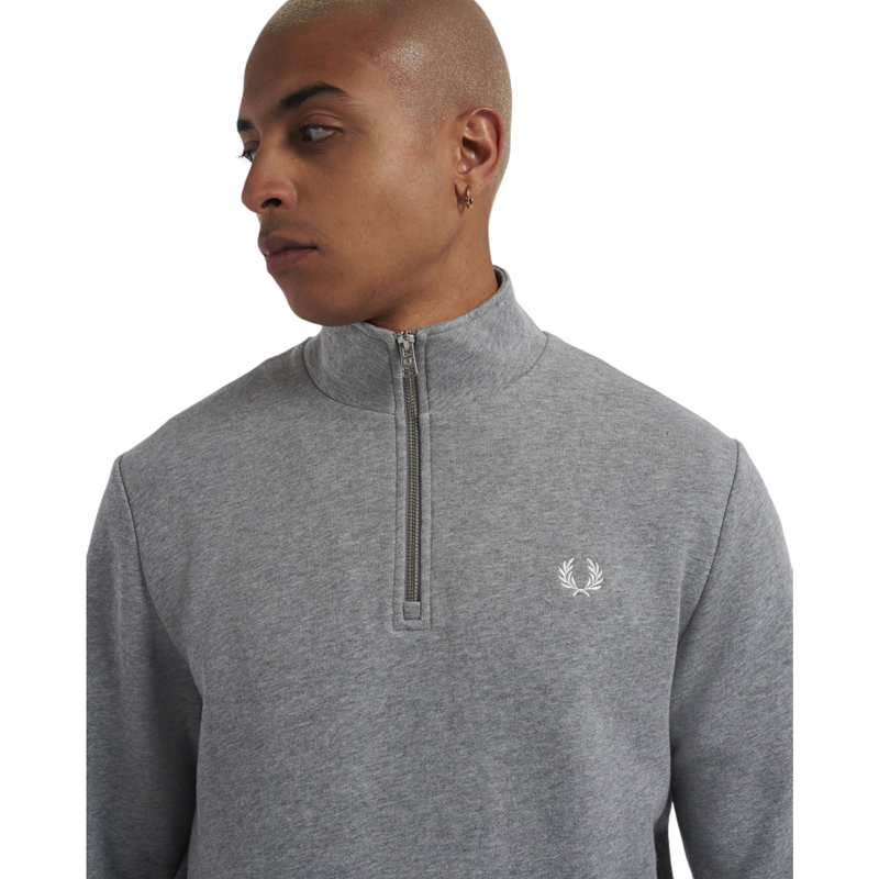 Fred Perry Half Zip Sweatshirt Steele Marl -4