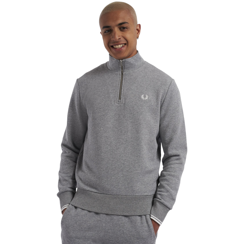 Fred Perry Half Zip Sweatshirt Steele Marl -1