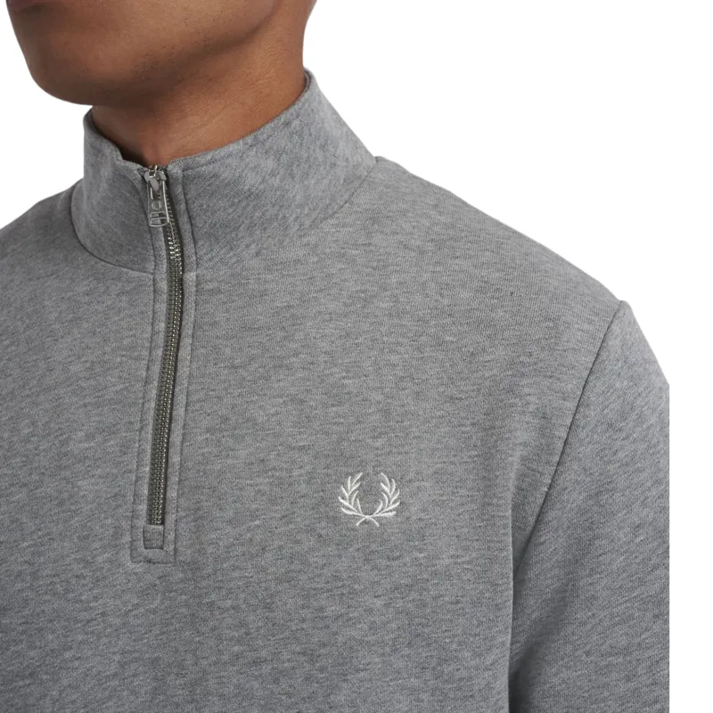 Fred Perry Half Zip Sweatshirt Steele Marl -2