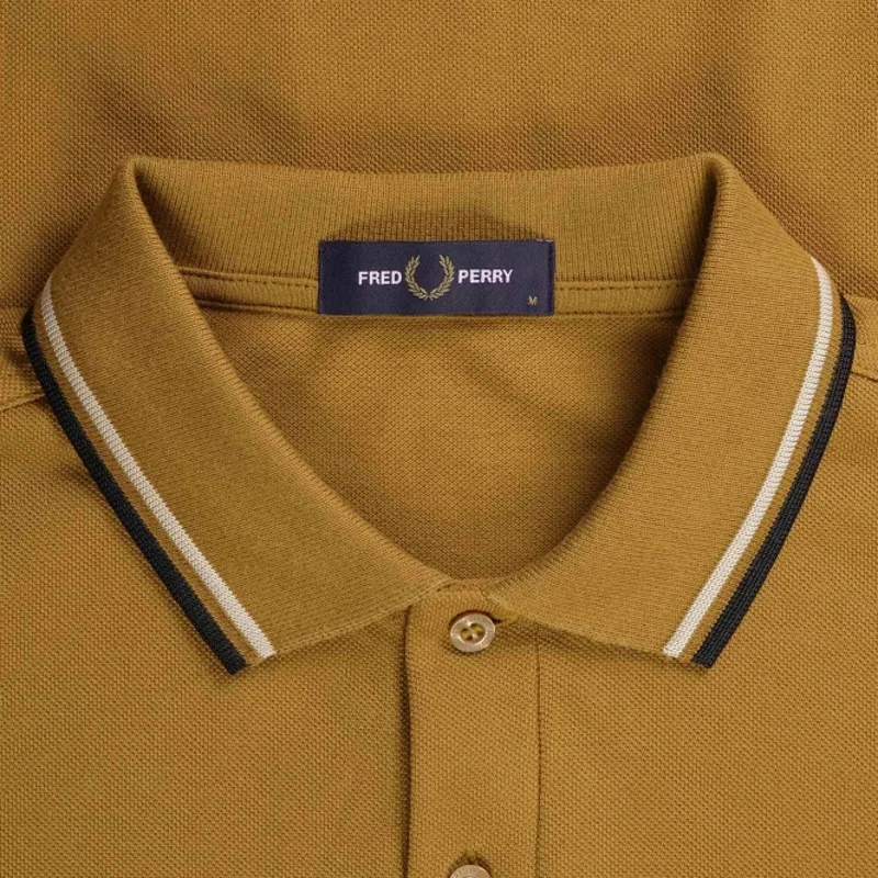Fred Perry Long Sleeve Polo T-shirt Dark Caramel XXL ONLY LAST ONE-1