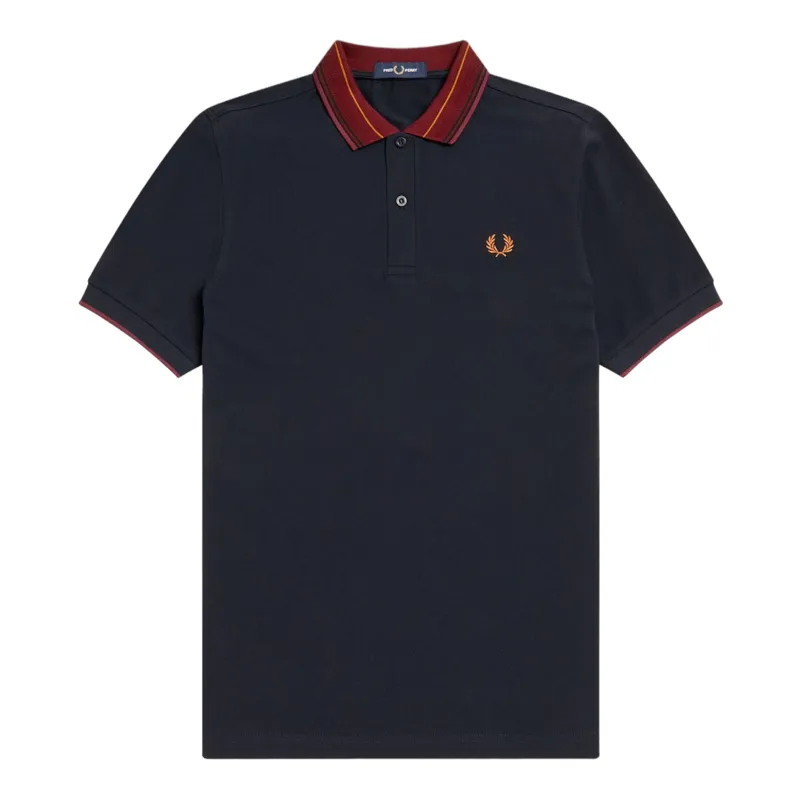 Fred Perry M4578-608 Mens Textured Collar Polo T-shirt Navy 