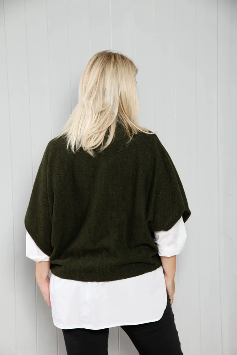 Goose Island cowl neck poncho Khaki-2