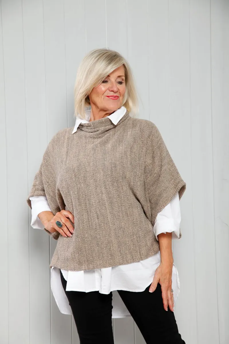 Goose Island cowl neck poncho top Pink