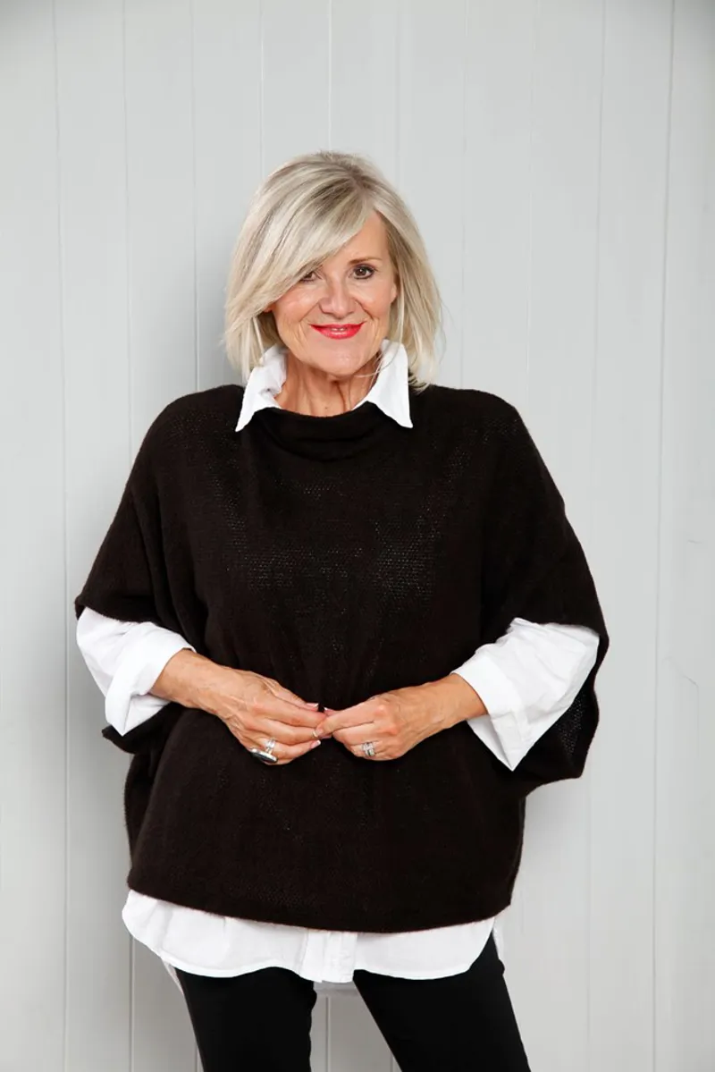 Goose Island cowl neck poncho Chocolate