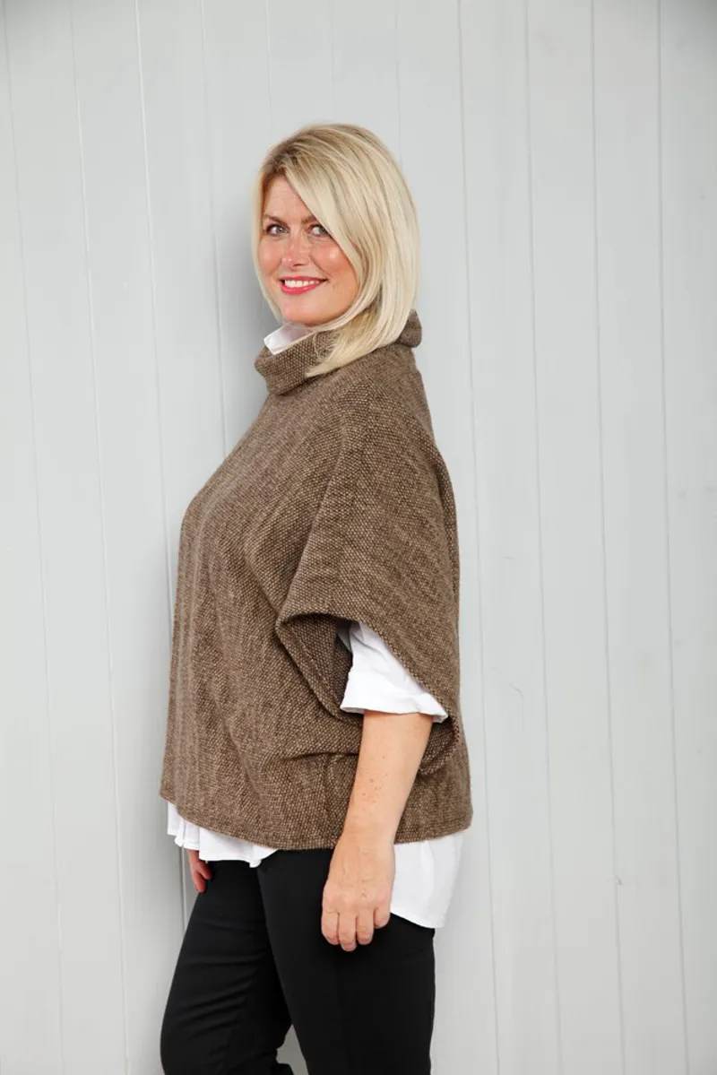 Goose Island cowl neck poncho Taupe-1
