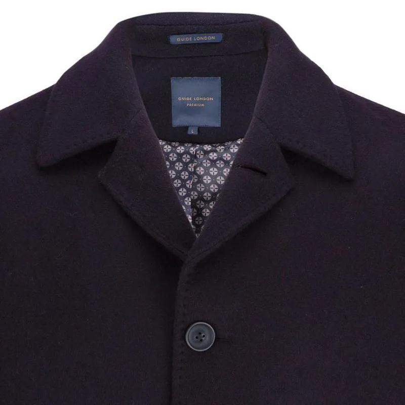 Guide London Wool Blend Overcoat Navy-1