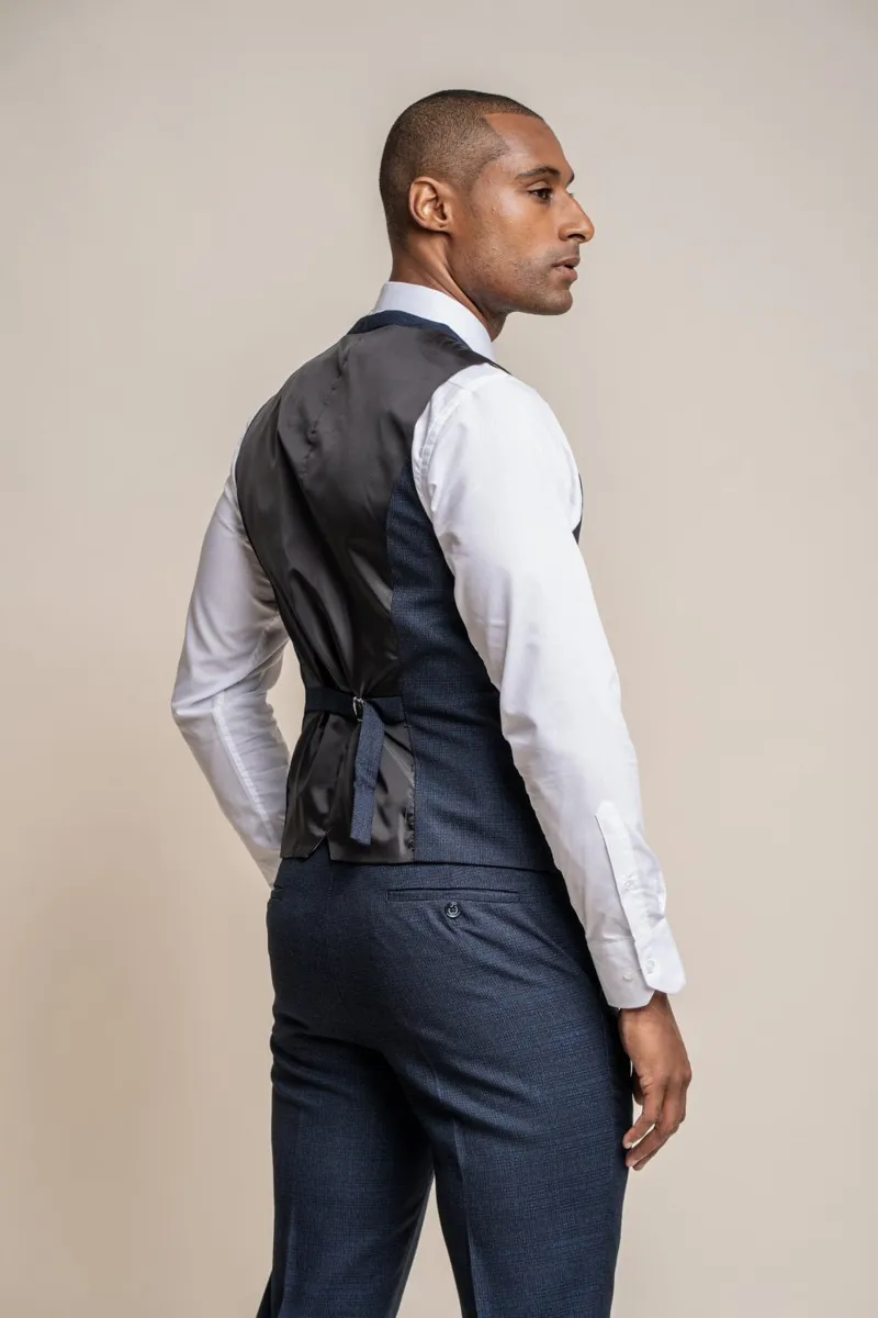 Cavani Caridi Mottled Waistcoat Navy 44 ONLY-1