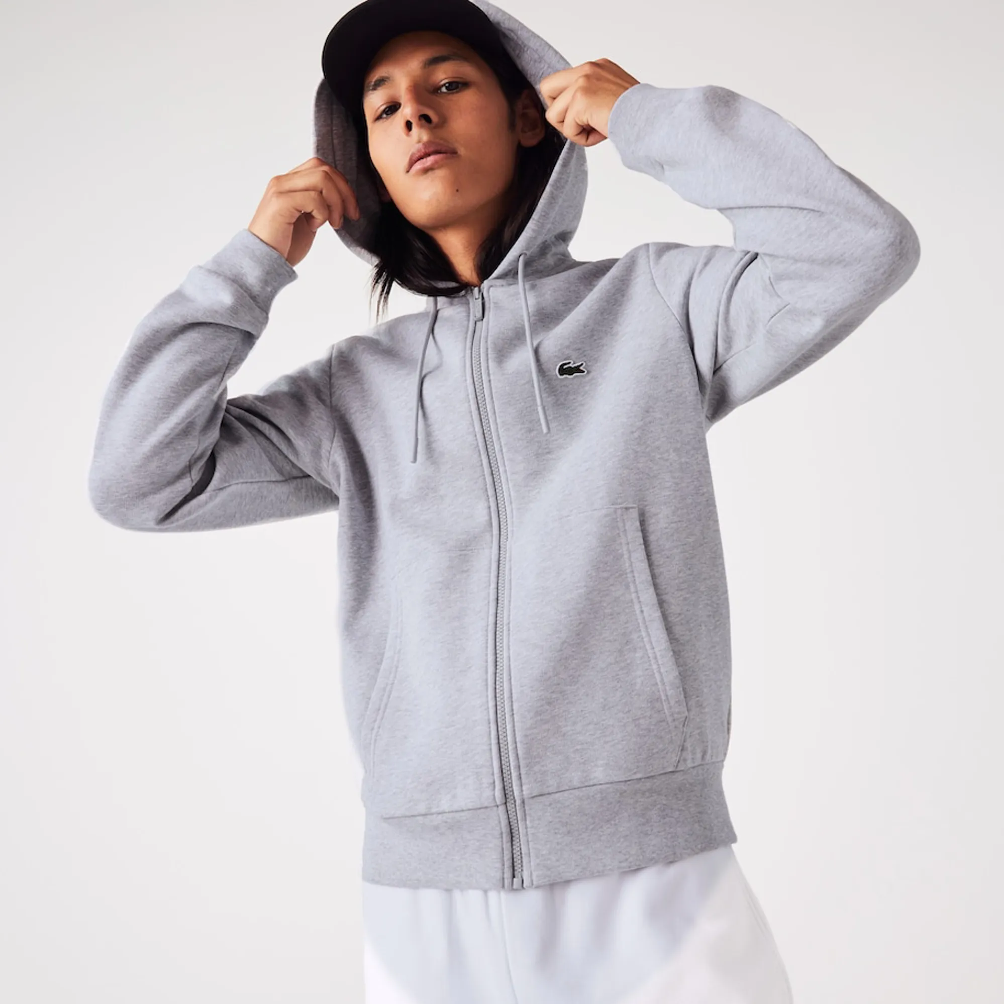 Lacoste Zip Hoodie Silver Chime - Main Image