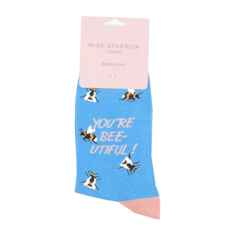 Miss Sparrow Bee-utiful ankle socks Blue-1