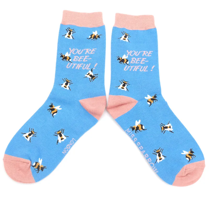 Miss Sparrow Bee-utiful ankle socks Blue