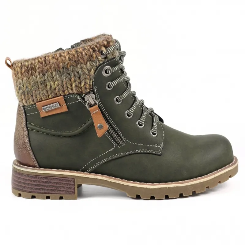 Lunar Millie knitted ankle boot Green-1