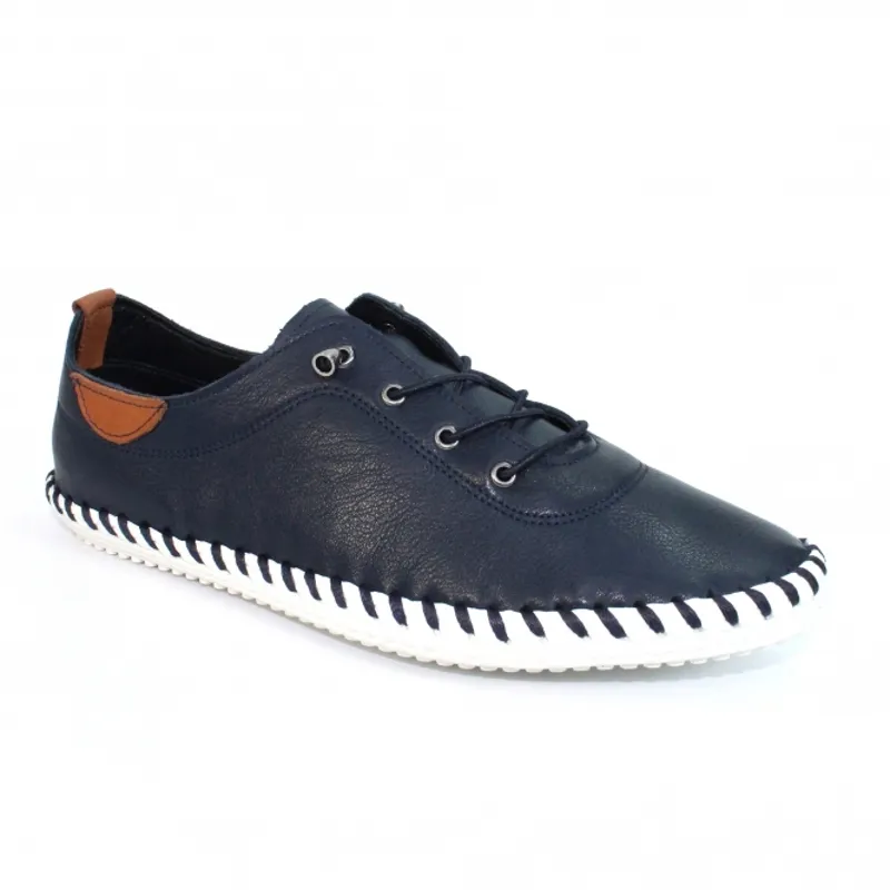 Lunar St Ives Leather Pump Plimsoll Navy