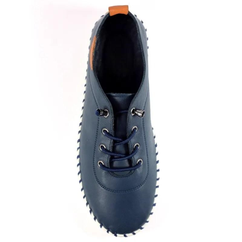 Lunar St Ives Leather Pump Plimsoll Navy-1