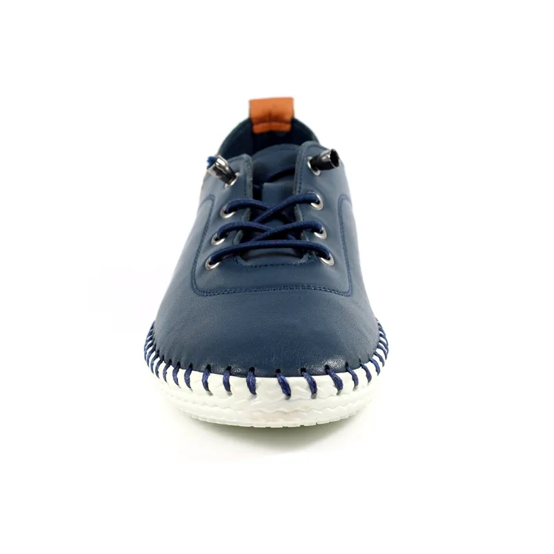 Lunar St Ives Leather Pump Plimsoll Navy-4