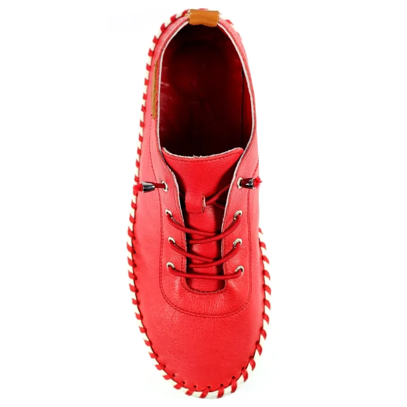 Lunar St Ives Leather Pump Plimsoll Red-1