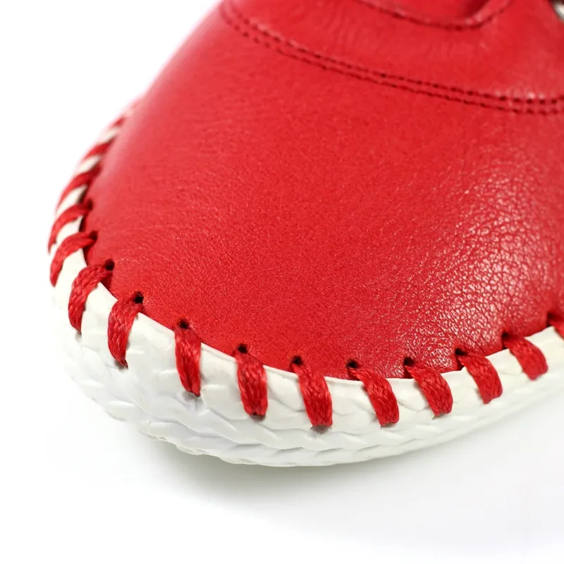 Lunar St Ives Leather Pump Plimsoll Red-2