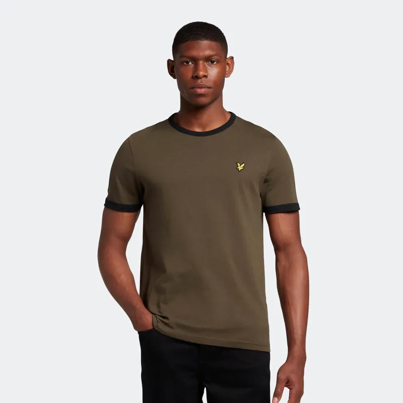 Lyle and Scott Ringer T-shirt Olive LARGE ONLY -1