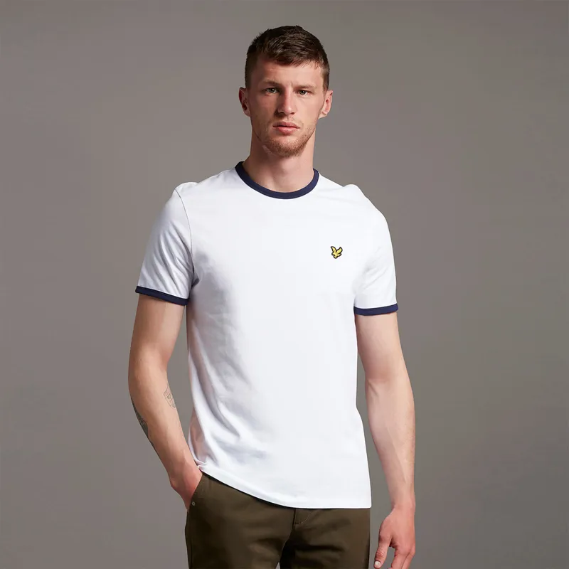 Lyle and Scott Ringer T-shirt White/Navy XXL ONLY 