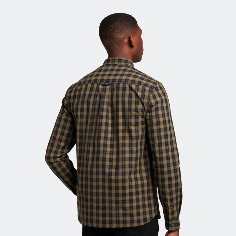 Lyle and Scott Poplin Check Shirt Khaki/Black-2