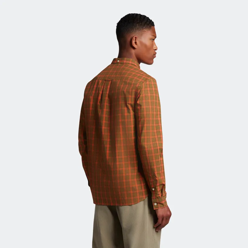 Lyle and Scott Poplin Check Shirt Orange/Green SMALL ONLY LAST ONE-2