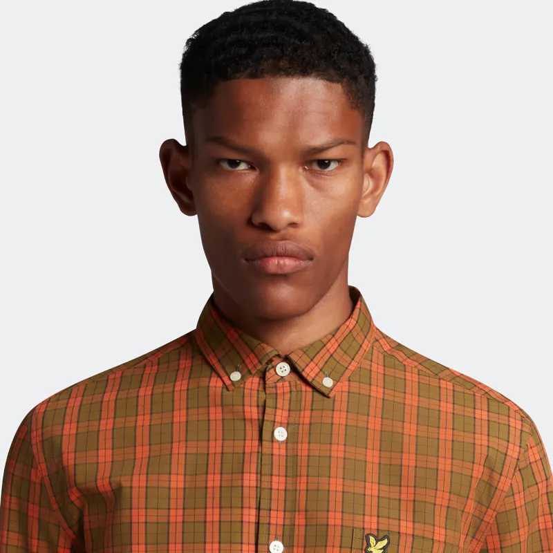 Lyle and Scott Poplin Check Shirt Orange/Green SMALL ONLY LAST ONE-3