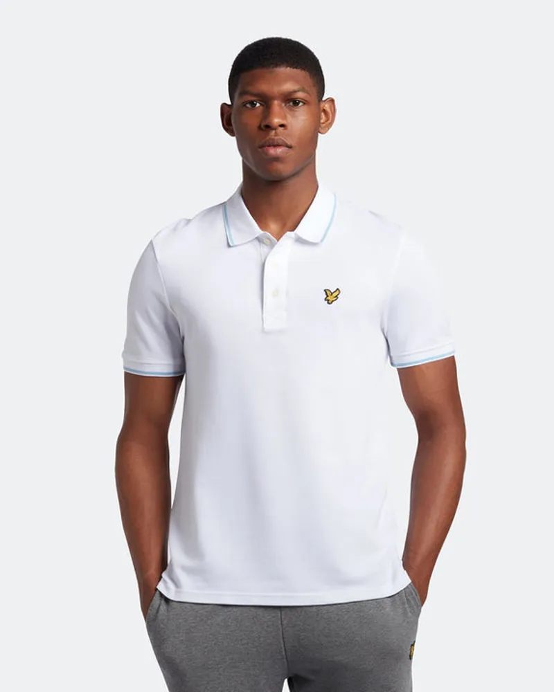 Lyle and Scott Tipped Polo T-shirt White / Light Blue