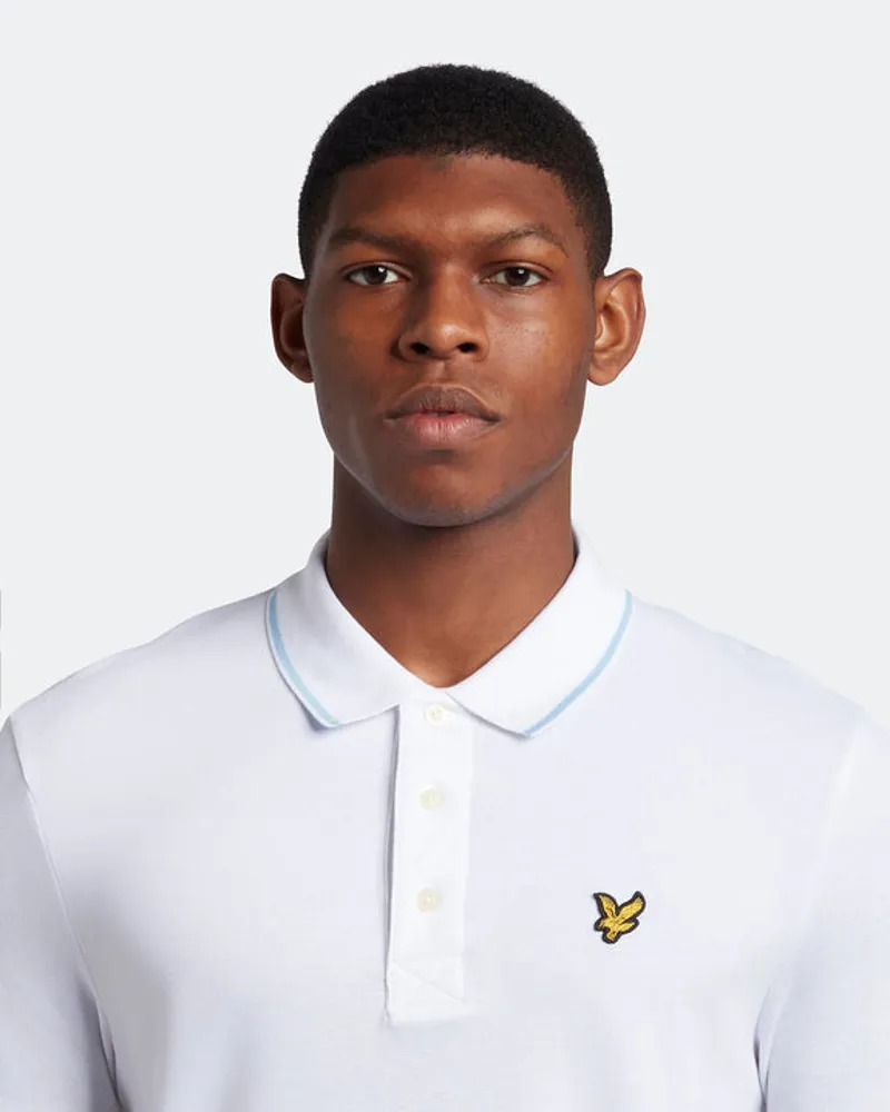 Lyle and Scott Tipped Polo T-shirt White / Light Blue-3