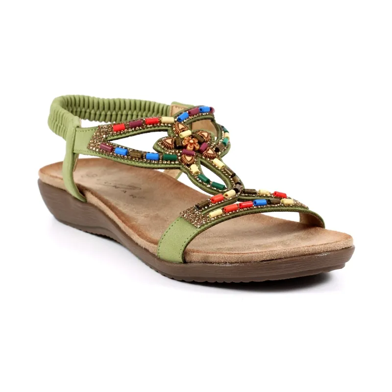 Lunar Mariella beaded sandal Khaki 